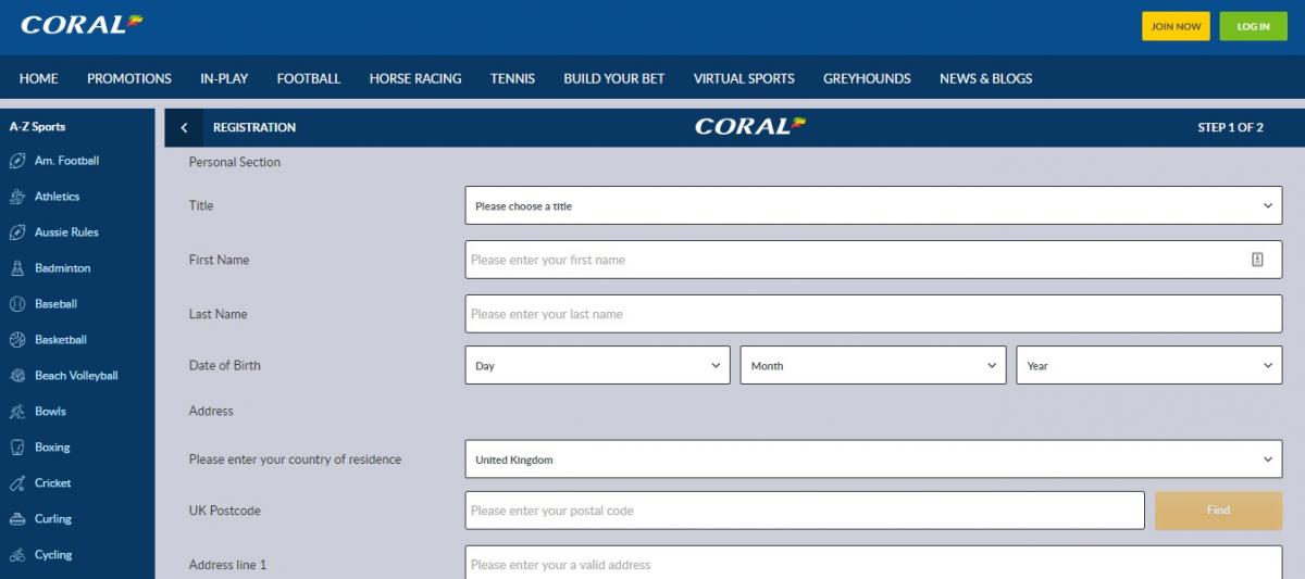 Coral регистрация